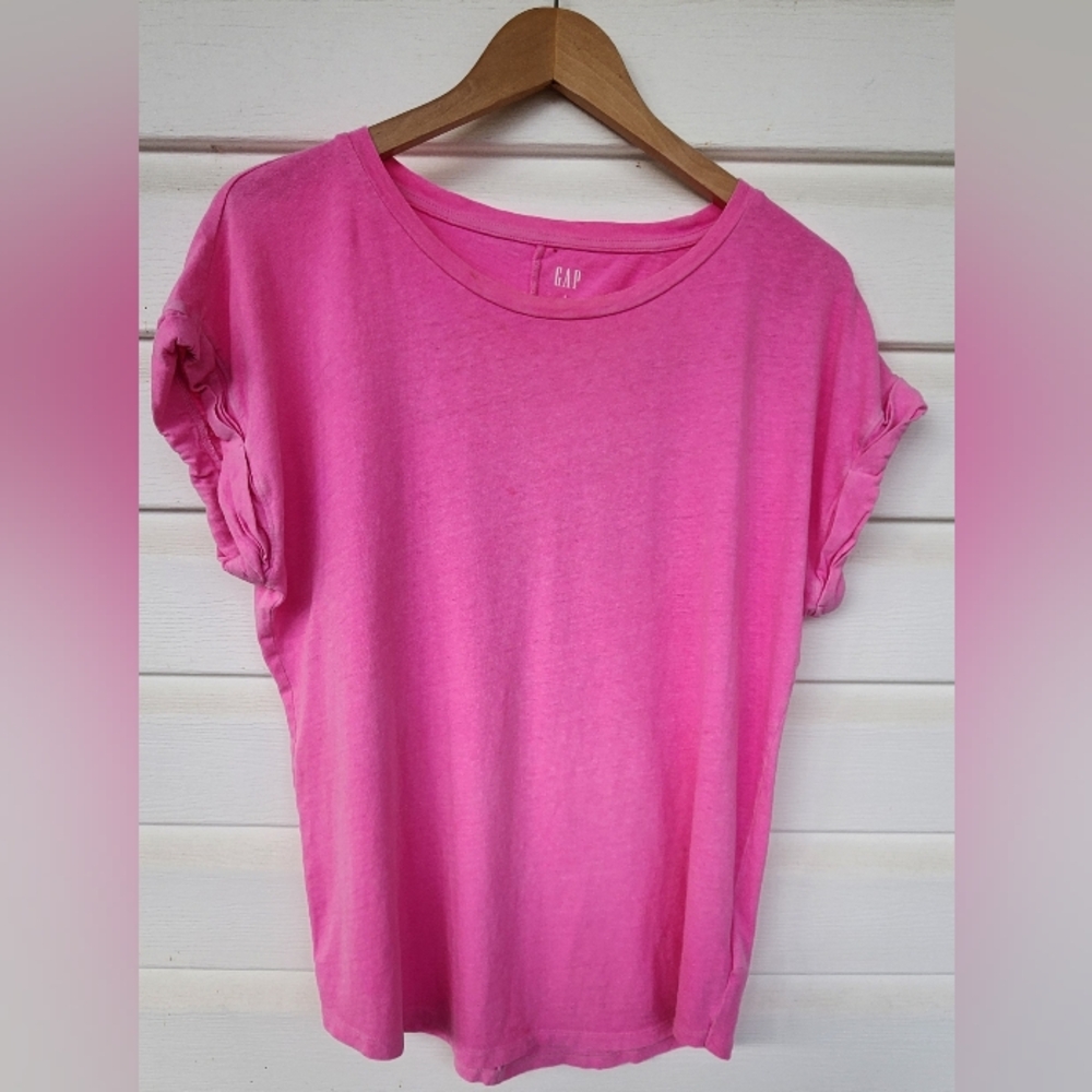 GAP Bright Pink Casual Top, Rolled Sleeves!!